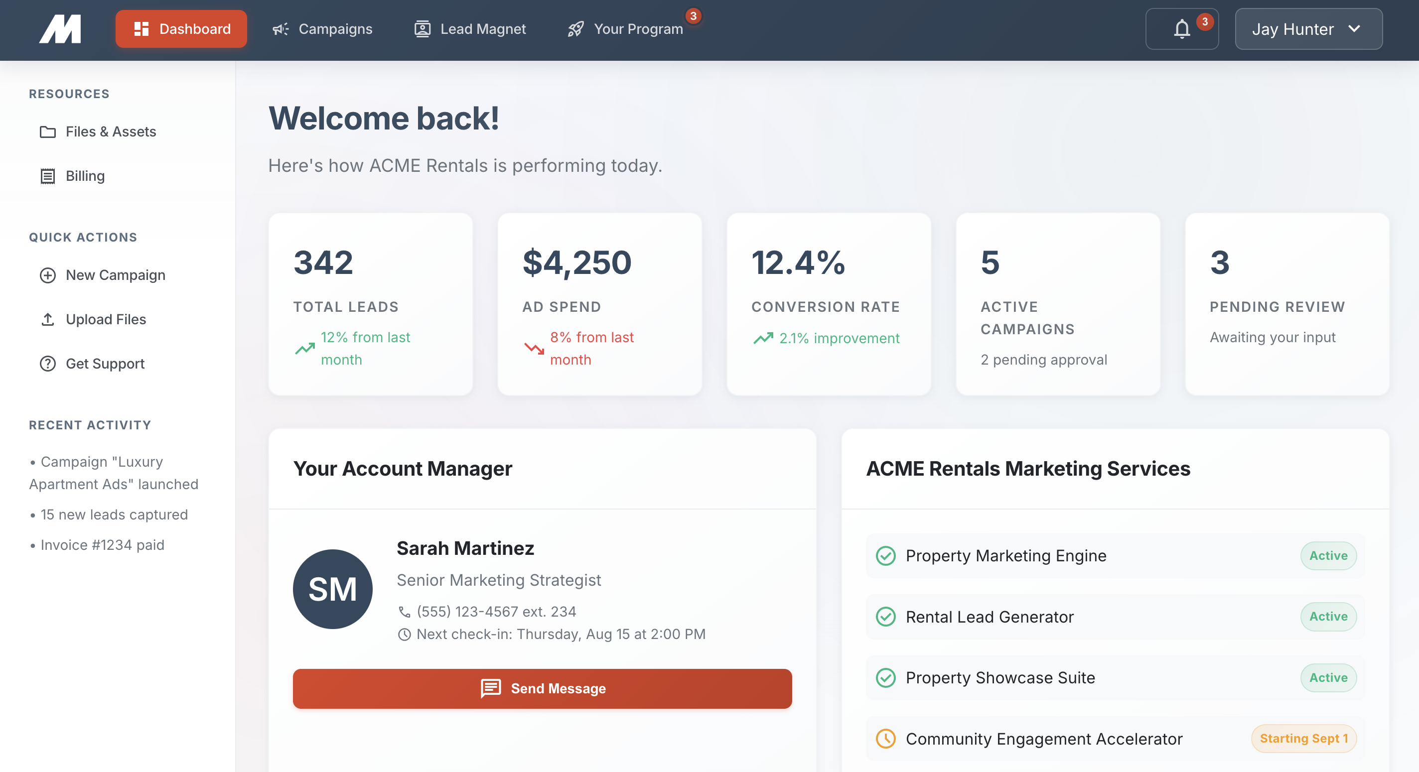 Mach Five Portal Dashboard